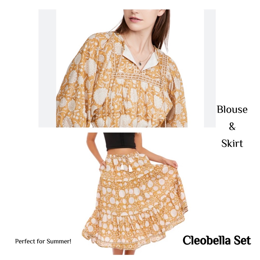Cleobella Matching Set Boho Blouse and Skirt